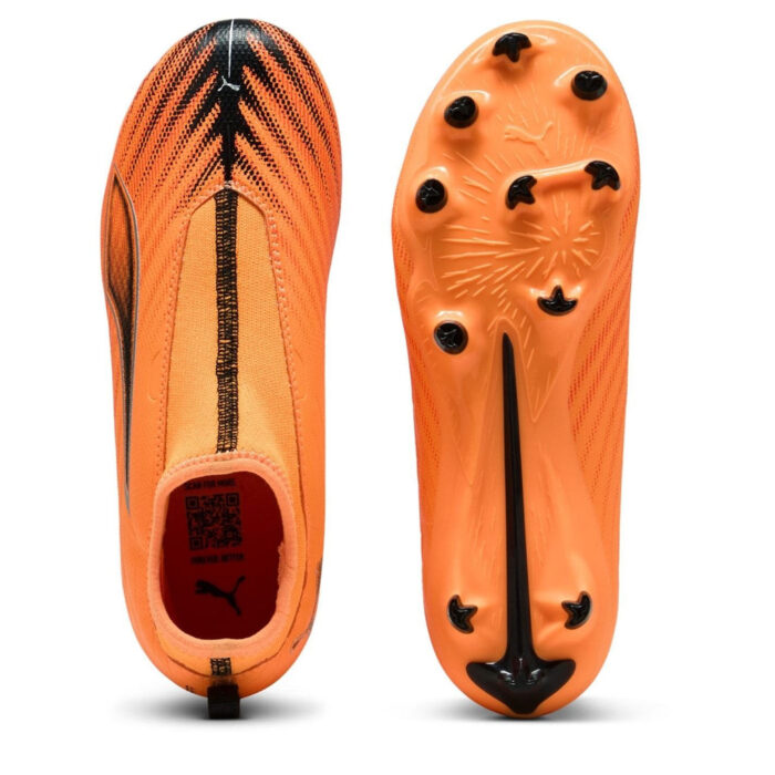 Puma Ultra 5 Junior Firm Ground Football Boots – Orange/Black – view 3
