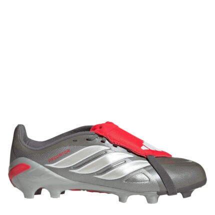 adidas Predator Fold Over Tongue Junior Firm Ground Football Boots – Grey/Red