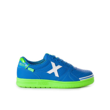 Munich Profit Junior Indoor Football Boots – Blue/FluGreen
