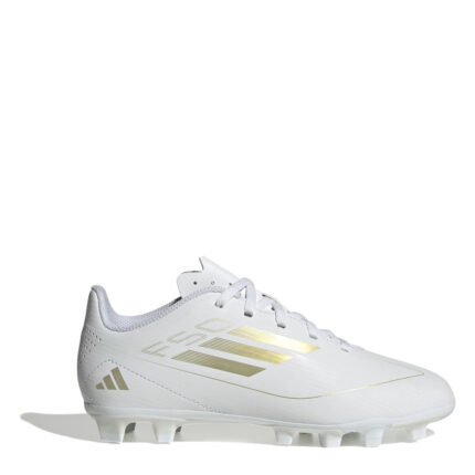 adidas F50 Junior Firm Ground Football Boots – White/Gold/Wht