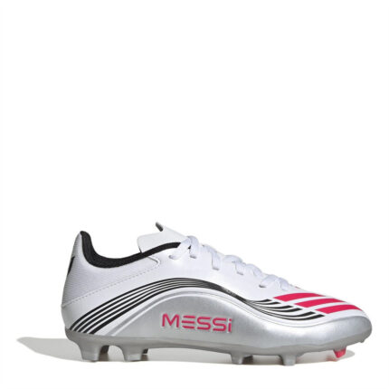adidas F50 Junior Firm Ground Football Boots – White/Red