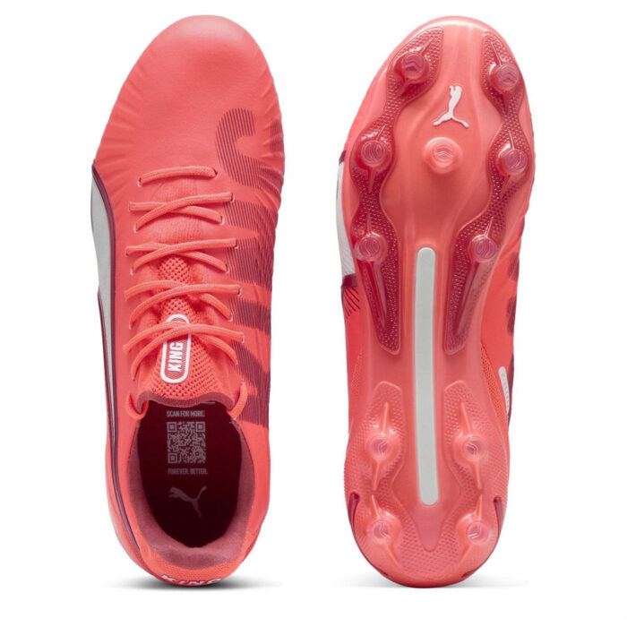 Puma Womens King Firm Ground Football Boots – White-Red Fire – view 3
