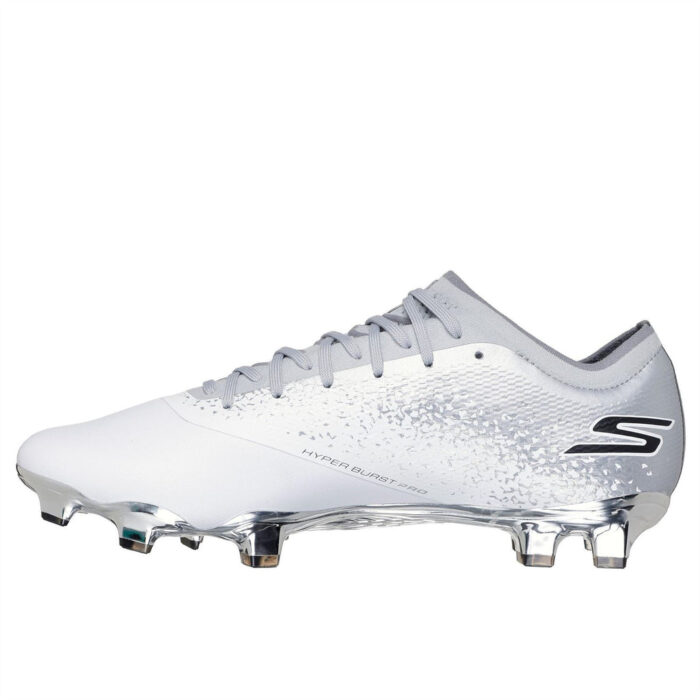 Skechers Razor Firm Ground Football Boots – White/Silver - Image 2