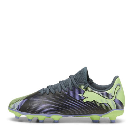 Puma Future 7 Junior Firm Ground Football Boots – Grey/Purple/Grn – view 2