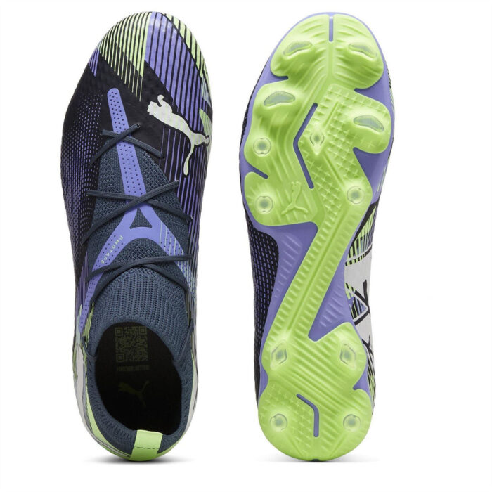 Puma Future 7 Firm Ground Football Boots – Grey/White/Grn – view 3