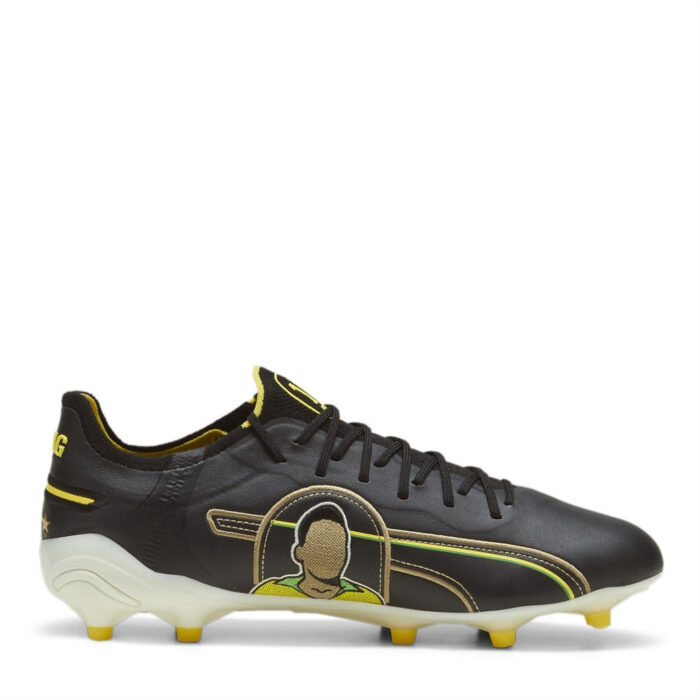 Puma King Firm Ground Football Boots – Blk/Wht/Yellow - Image 4
