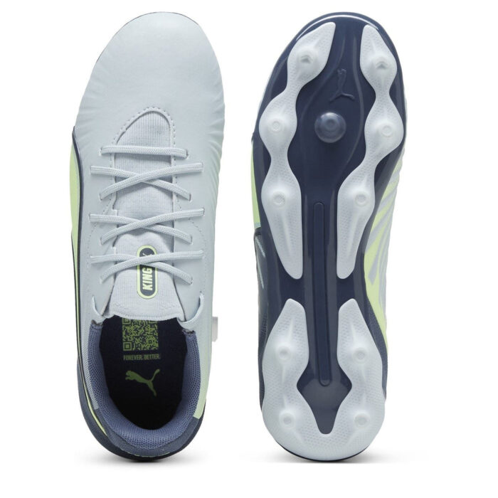 Puma King Junior Firm Ground Football Boots – Grey/Yellow – view 3