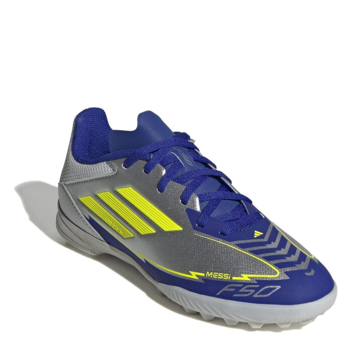 adidas F50 Junior Turf Football Boots – Silver/Blue – view 3