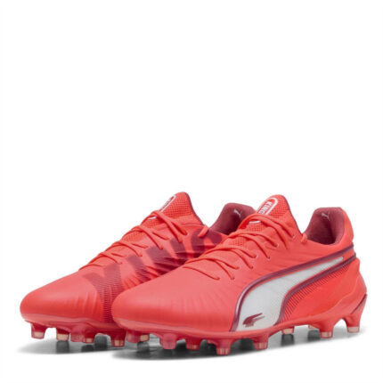 Puma Womens King Firm Ground Football Boots – White-Red Fire