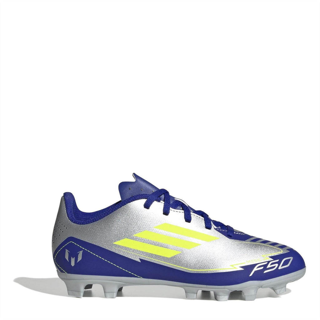 adidas F50 Junior Firm Ground Football Boots – Silver/Blue