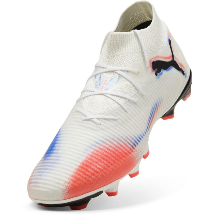 Puma Future 8 Firm Ground Football Boots – White/Black/Red - Image 6