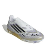 adidas F50 Firm Ground Football Boots – White/Blk/Gold - Image 3