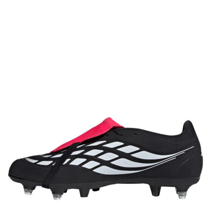 adidas Mens Predator Fold Over Tongue Soft Ground Football Boots – Black/Red – view 2