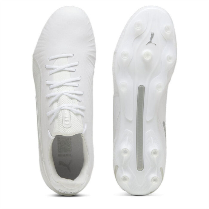 Puma King Firm Ground Football Boots – White/White – view 3