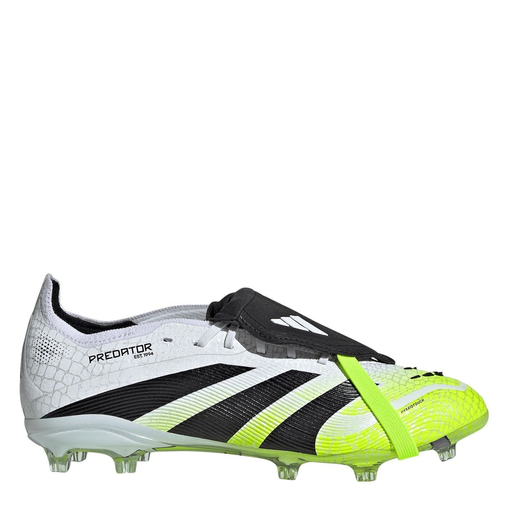 adidas Predator Junior Firm Ground Football Boots – White/Blk/Lemon