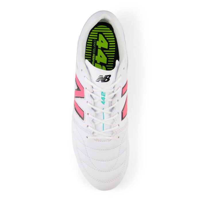 New Balance 442 V2 Firm Ground Football Boots – White/ Pink – view 3