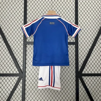 France 1998 Home Kids Retro Jersey And Shorts