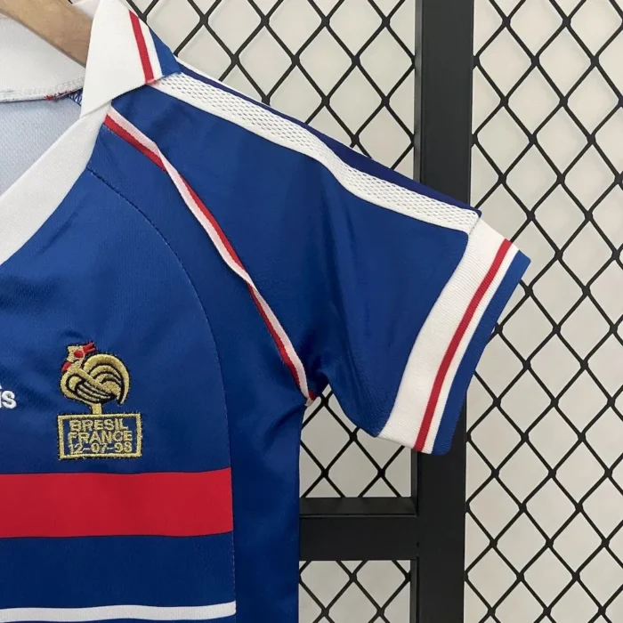 France 1998 Home Kids Retro Jersey And Shorts