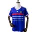 France 1998 World Cup home shirt in royal blue with white V-neck, red chest band and three white stripes