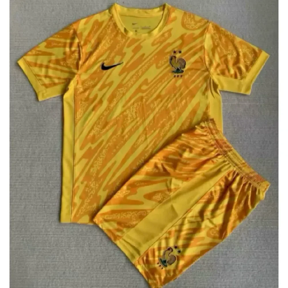 France 2024/25 Euro Yellow goalkeeper uniform Kids Kit