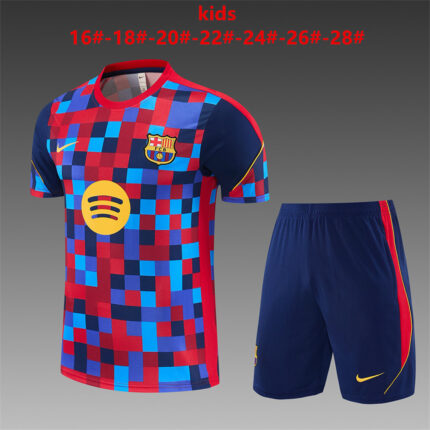 Kids Barcelona 2026/27 Camo Red Blue Training Jersey