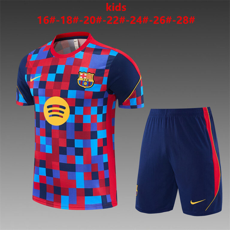 Kids Barcelona 2026/27 Camo Red Blue Training Jersey