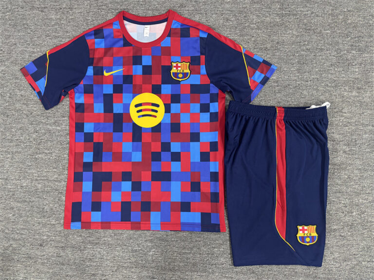 Kids Barcelona 2026/27 Camo Red Blue Training Jersey