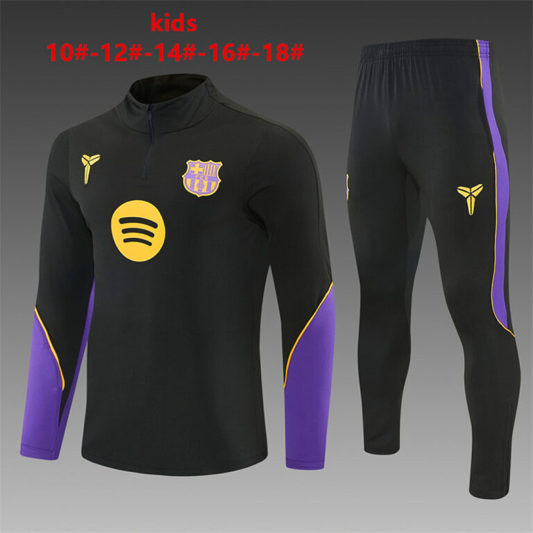 Kids Barcelona 2026/27 Collaboration Half-zip Black Tracksuit