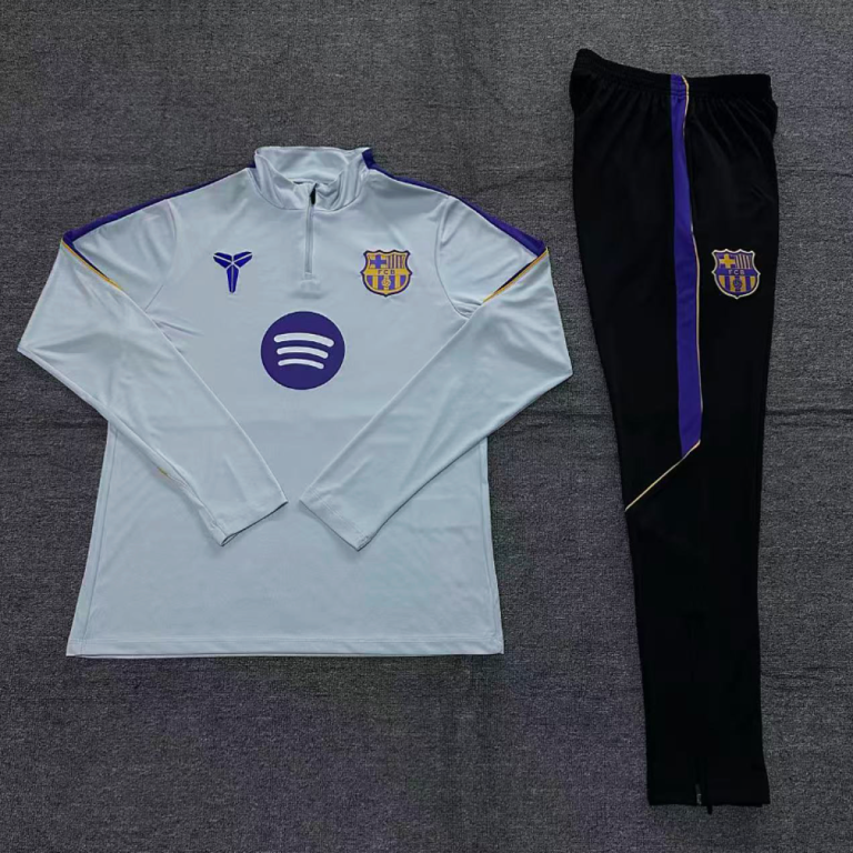 Kids Barcelona 2026/27 Collaboration Half-zip Light Gray Tracksuit