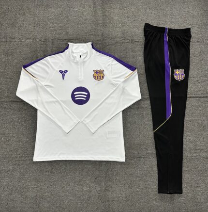 Kids Barcelona 2026/27 Collaboration Half-zip White Tracksuit