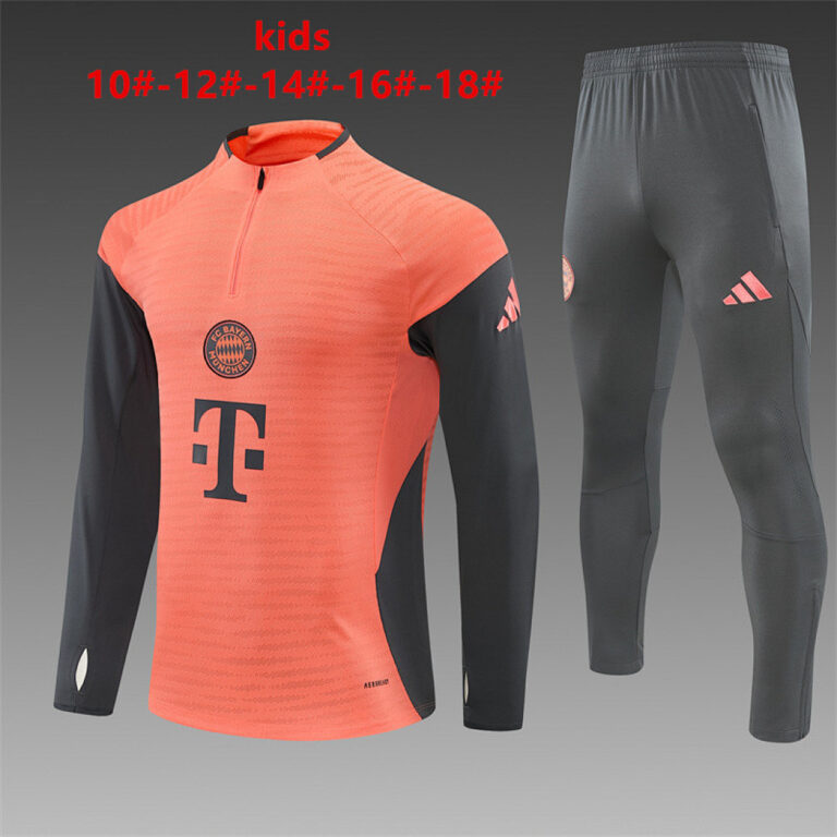 Kids Bayern Munich 2025 Half-zip Orange Tracksuit Player Version