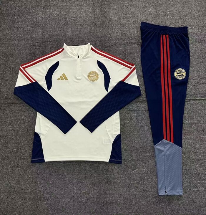Kids Bayern Munich 2026/27 Half-zip Beige Tracksuit