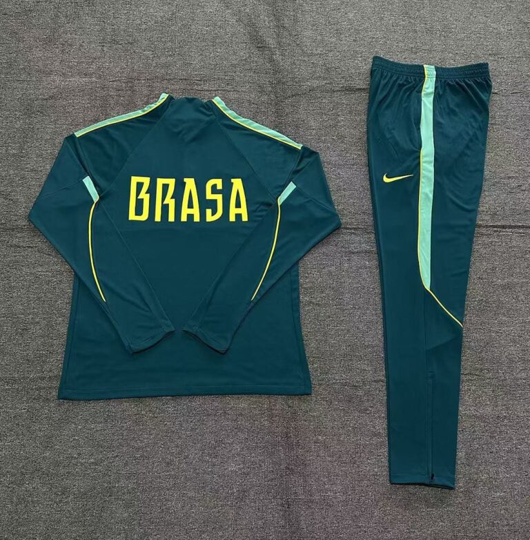 Kids Brazil 2026 World Cup Half-zip Dark Green Tracksuit