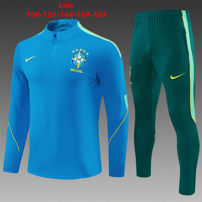 Kids Brazil 2026 World Cup Half-zip Light Blue Tracksuit