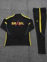 Kids Brazil 2026 World Cup Jordan Collaboration Half-zip Black Yellow Tracksuit