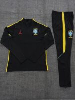 Kids Brazil 2026 World Cup Jordan Collaboration Half-zip Black Yellow Tracksuit