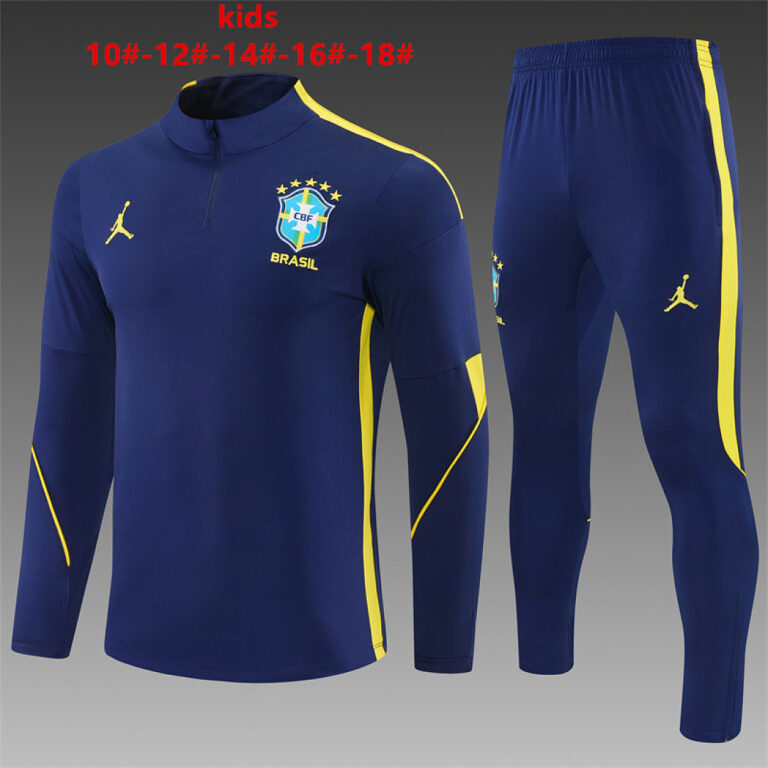 Kids Brazil 2026 World Cup Jordan Collaboration Half-zip Royal Blue Tracksuit