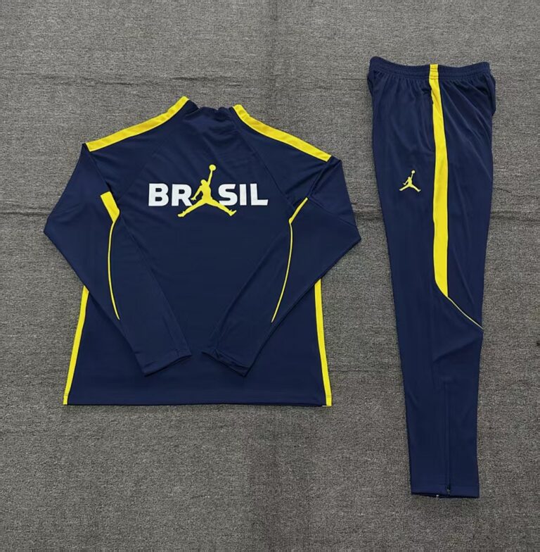 Kids Brazil 2026 World Cup Jordan Collaboration Half-zip Royal Blue Tracksuit
