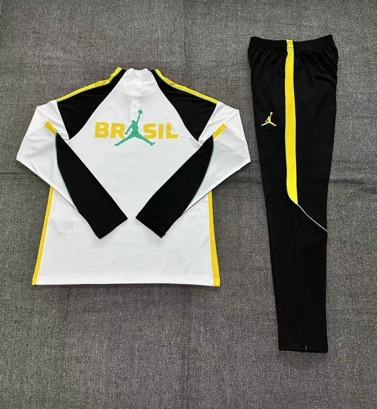 Kids Brazil 2026 World Cup Jordan Collaboration Half-zip White Tracksuit
