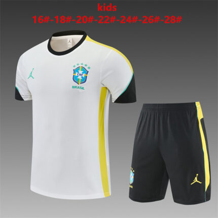 Kids Brazil 2026 World Cup Jordan Collaboration White Training Jersey