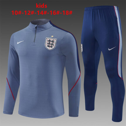 Kids England 2026 World Cup Half-zip Gray Tracksuit