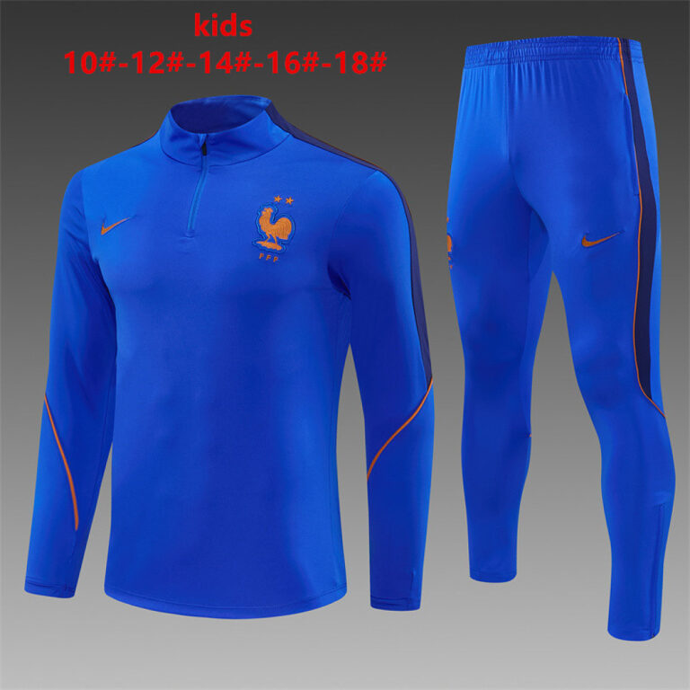 Kids France 2026 World Cup Half-zip Royal Blue Tracksuit