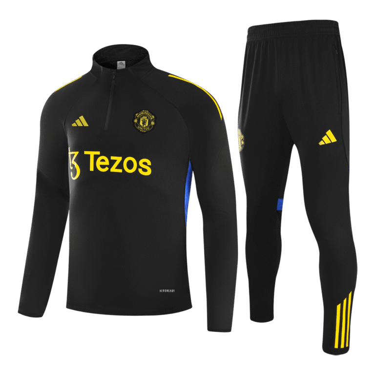 Kids Manchester United 2025/26 1 4 Zip Black Tracksuit