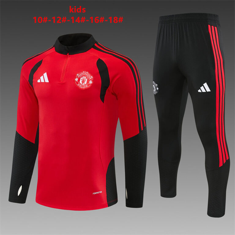 Kids Manchester United 2026/27 Black Collar Edition Half-zip Red Tracksuit