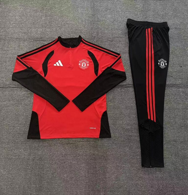Kids Manchester United 2026/27 Black Collar Edition Half-zip Red Tracksuit
