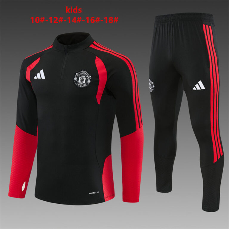 Kids Manchester United 2026/27 Half-zip Black Tracksuit