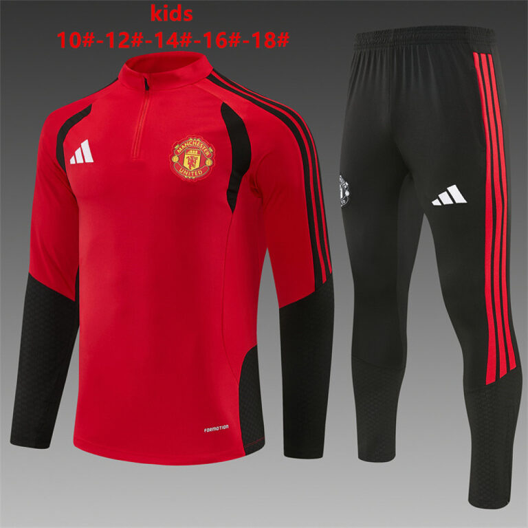 Kids Manchester United 2026/27 Half-zip Red Tracksuit