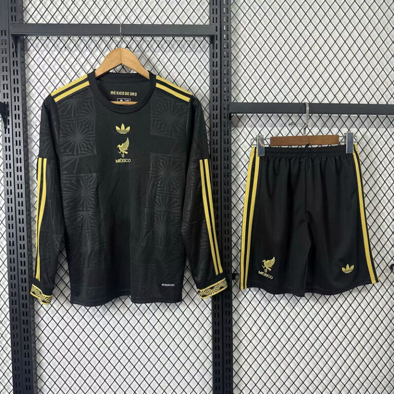 Kids Mexico 2025 black and gold special Long Sleeve Kit
