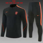 Kids Netherlands 2026 World Cup Half-zip Black Tracksuit