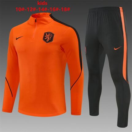 Kids Netherlands 2026 World Cup Half-zip Orange Tracksuit